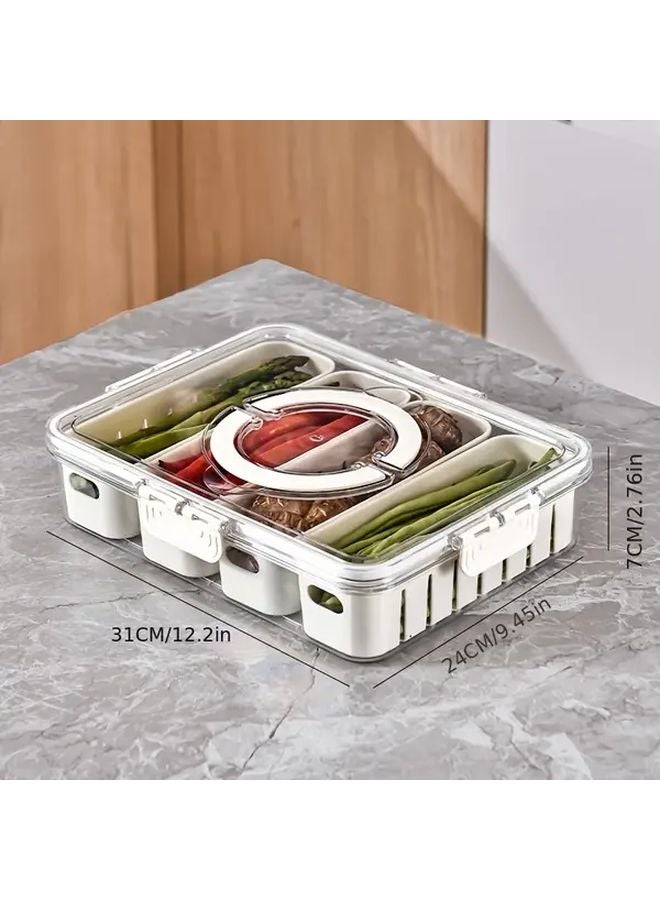 Milky White Plastic Storage Container With Lid Leak Proof Stackable Four Compartments For Kitchen Picnics Outdoor - Image 3